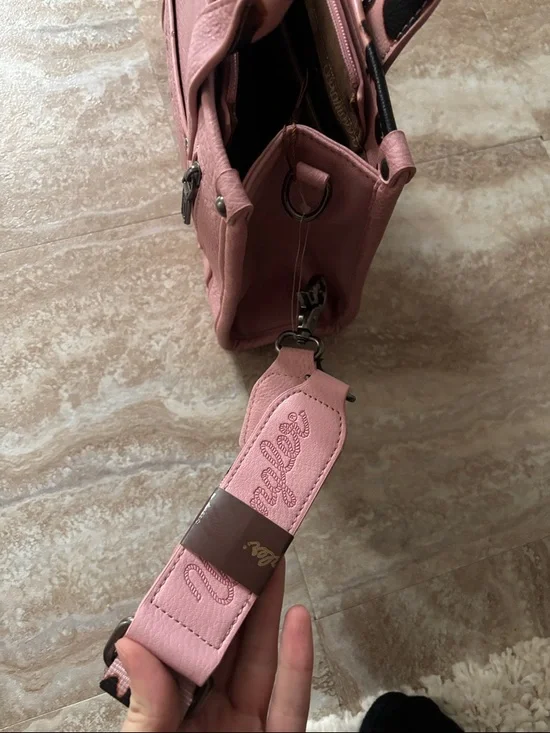 Wrangler Pink and Black Cowprint Tote - Picture 2 of 2